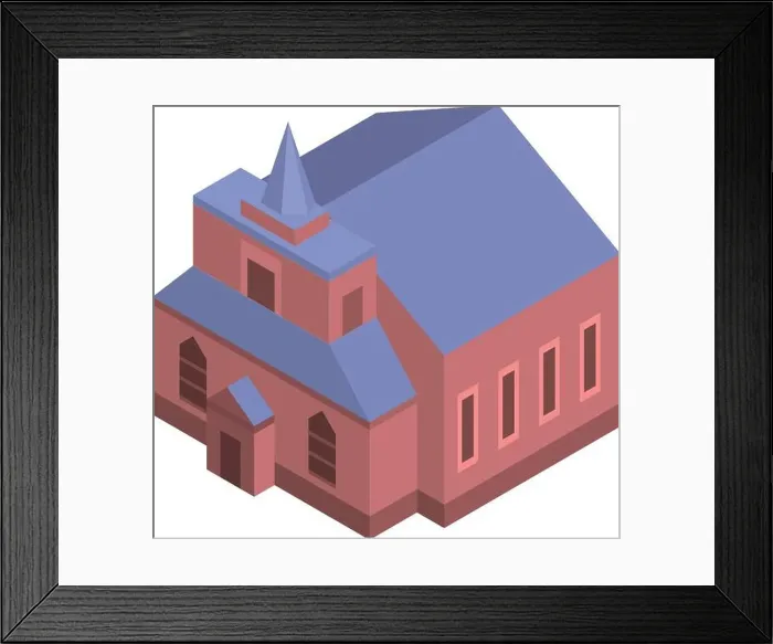 Framed Print : Catholic church icon, isometric style Framed Print : Catholic church icon, isometric style