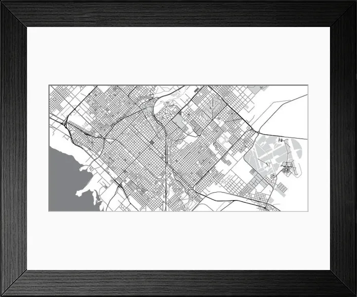 Framed Print : Urban vector city map of Bahia Blanca, Argentina Framed Print : Urban vector city map of Bahia Blanca, Argentina