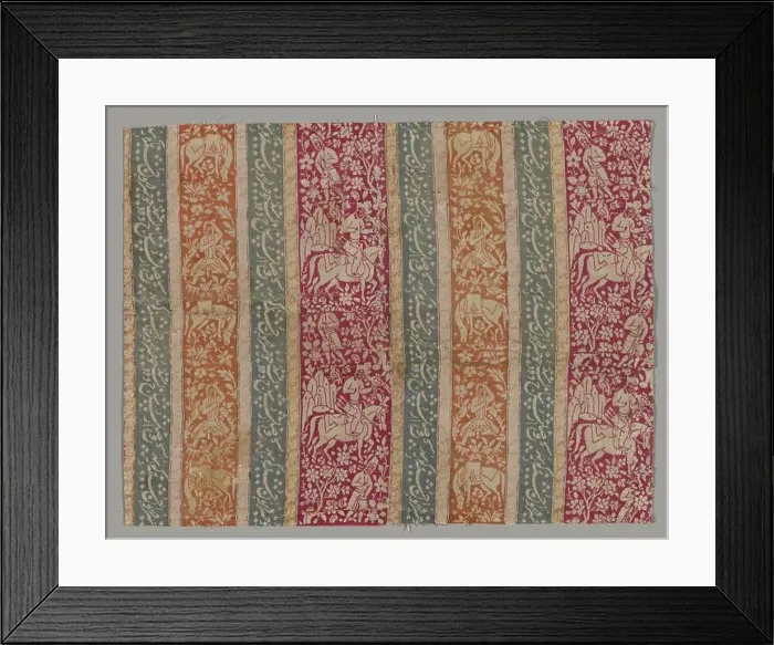 Framed Print : Textile Fragment with the Story of Khusrow and Shirin Framed Print : Textile Fragment with the Story of Khusrow and Shirin