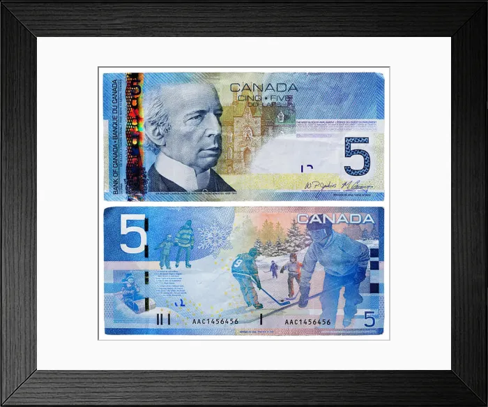 Framed Print : 5 dollars banknote, Sir Wilfrid Laurier, Canada, 2008 Framed Print : 5 dollars banknote, Sir Wilfrid Laurier, Canada, 2008