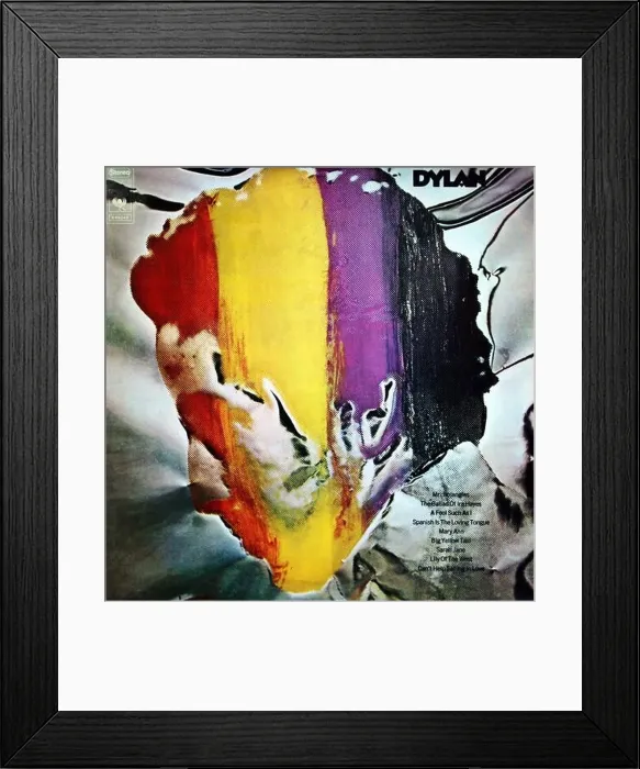 Framed Print : Bob Dylan: 1973. LP front cover: Dylan Framed Print : Bob Dylan: 1973. LP front cover: Dylan
