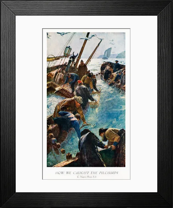 Framed Print : How We Caught The Pilchards 1895 painting by C Napier Hemy of Cornish fishermen gathering in their catch Framed Print : How We Caught The Pilchards 1895 painting by C Napier Hemy of Cornish fishermen gathering in their catch