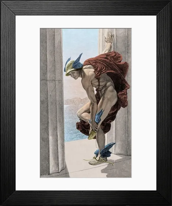 Framed Print : Colorized historical illustration of the Ancient Roman god Mercury Framed Print : Colorized historical illustration of the Ancient Roman god Mercury