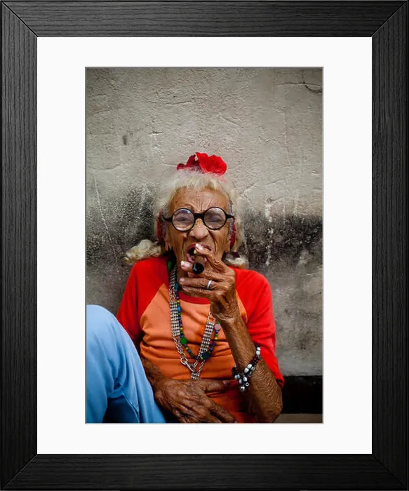 Framed Print : Cuban Woman With Cigar Framed Print : Cuban Woman With Cigar