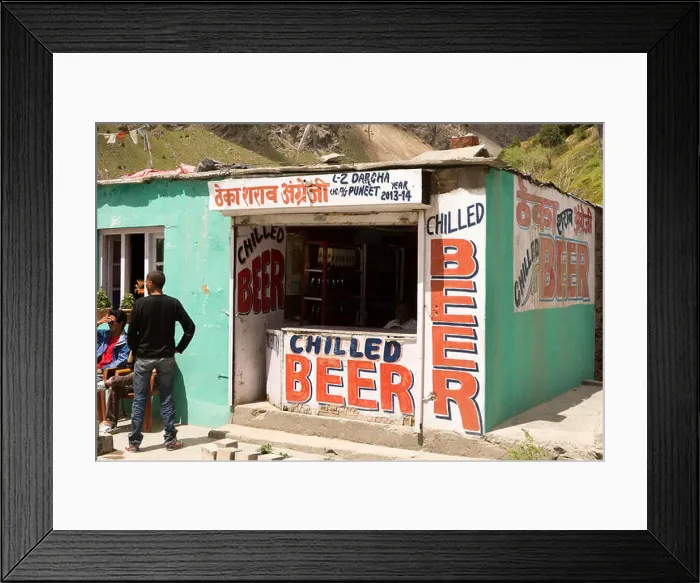 Framed Print : India, Himachal Pradesh, Lahaul and Spiti, Darcha, Chilled Beer shop Framed Print : India, Himachal Pradesh, Lahaul and Spiti, Darcha, Chilled Beer shop