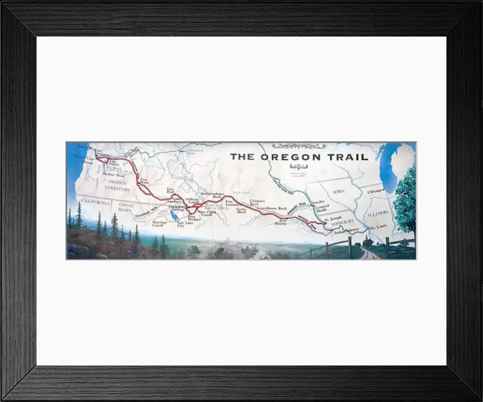 Framed Print : Map of The Oregon Trail, End of the Trail Interpretive Center in Oregon City, Greater Portland Region, Oregon, USA Framed Print : Map of The Oregon Trail, End of the Trail Interpretive Center in Oregon City, Greater Portland Region, Oregon, USA