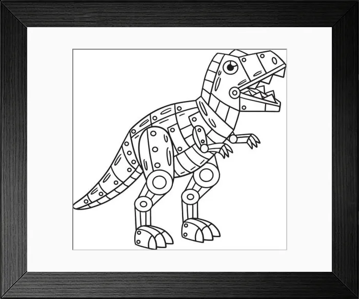 Framed Print : Robot T Rex Isolated Coloring Page for Kids Framed Print : Robot T Rex Isolated Coloring Page for Kids