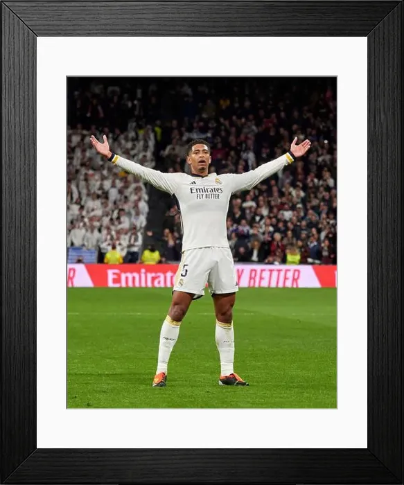 Framed Print : Jude Bellingham (ENG), Real Madrid midfielder, celebrating a goal Framed Print : Jude Bellingham (ENG), Real Madrid midfielder, celebrating a goal