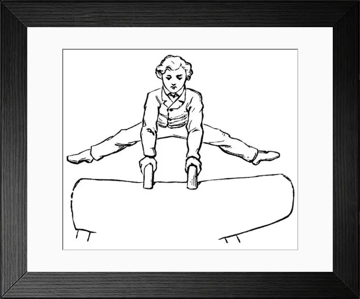 Framed Print : Gymnastics, exercises: horse jumping, straddle, 1890 Framed Print : Gymnastics, exercises: horse jumping, straddle, 1890