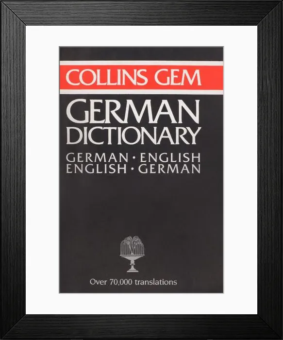 Framed Print : A Collins Gem, German, English Dictionary Framed Print : A Collins Gem, German, English Dictionary