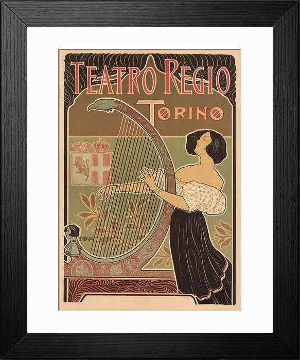 Framed Print : Woman Playing Harp Poster Framed Print : Woman Playing Harp Poster