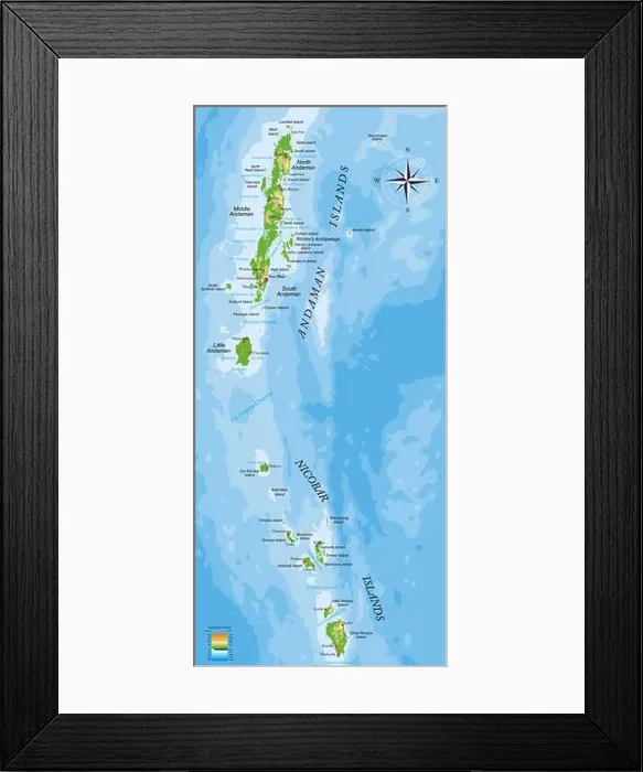 Framed Print : Highly detailed physical map of Andaman and Nicobar islands in vector format Framed Print : Highly detailed physical map of Andaman and Nicobar islands in vector format