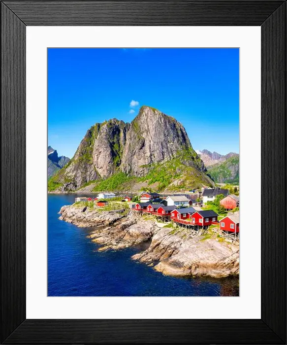 Framed Print : Hamnoy Reine, Lofoten Islands, Norway, Picturesque Fishing Village and Majestic Mountains Framed Print : Hamnoy Reine, Lofoten Islands, Norway, Picturesque Fishing Village and Majestic Mountains