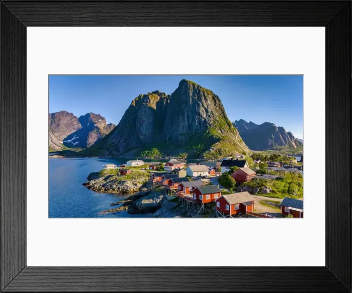 Framed Print : Picturesque view of Hamnoy Reine, Norway, featuring scenic mountains and a colorful fishing village Framed Print : Picturesque view of Hamnoy Reine, Norway, featuring scenic mountains and a colorful fishing village