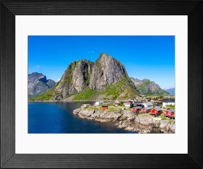 Framed Print : Hamnoy Reine, Lofoten Islands, Norway, Picturesque Fishing Village and Majestic Mountains