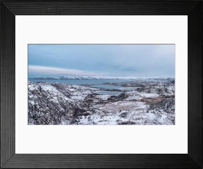 Framed Print : Arctic winter mountain hard-to-reach lakes. Northern wildlife. Kola Peninsula. Teriberka Framed Print : Arctic winter mountain hard-to-reach lakes. Northern wildlife. Kola Peninsula. Teriberka