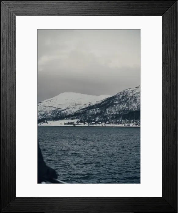 Framed Print : Snowy coastline in the Lyngen Alps in northern Norway arctic ocean Framed Print : Snowy coastline in the Lyngen Alps in northern Norway arctic ocean