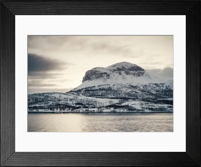 Framed Print : Rocky snowy mountain peak at sunset in the Lyngen Alps in northern arctic Norway Framed Print : Rocky snowy mountain peak at sunset in the Lyngen Alps in northern arctic Norway