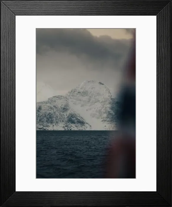 Framed Print : Mountains under thick grey clouds in the Lyngen Alps, arctic northern Norway