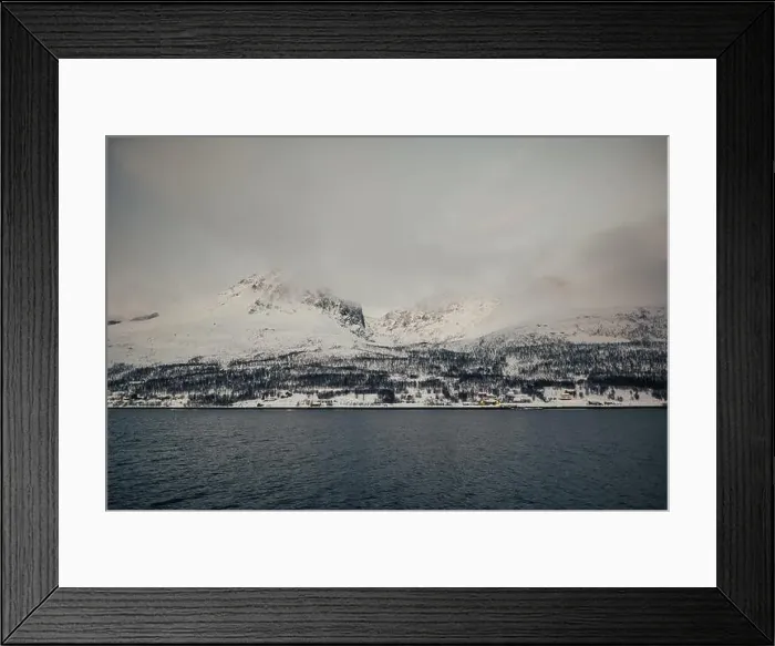 Framed Print : Clouds over mountain valley in the Lyngen Alps, arctic northern Norway in winter Framed Print : Clouds over mountain valley in the Lyngen Alps, arctic northern Norway in winter