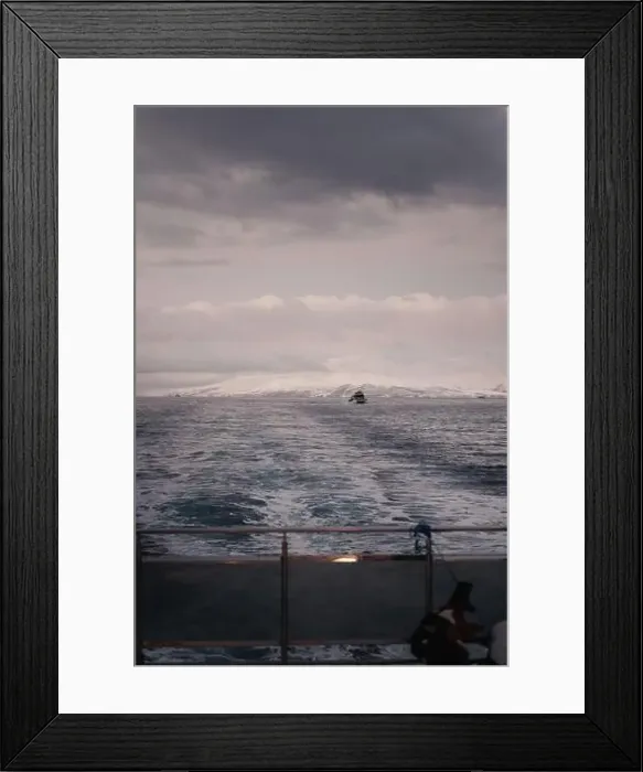 Framed Print : Boat in the distance on the arctic ocean in northern Norway Framed Print : Boat in the distance on the arctic ocean in northern Norway