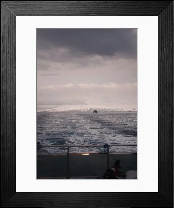 Framed Print : Boat in the distance on the arctic ocean in northern Norway at sunset Framed Print : Boat in the distance on the arctic ocean in northern Norway at sunset