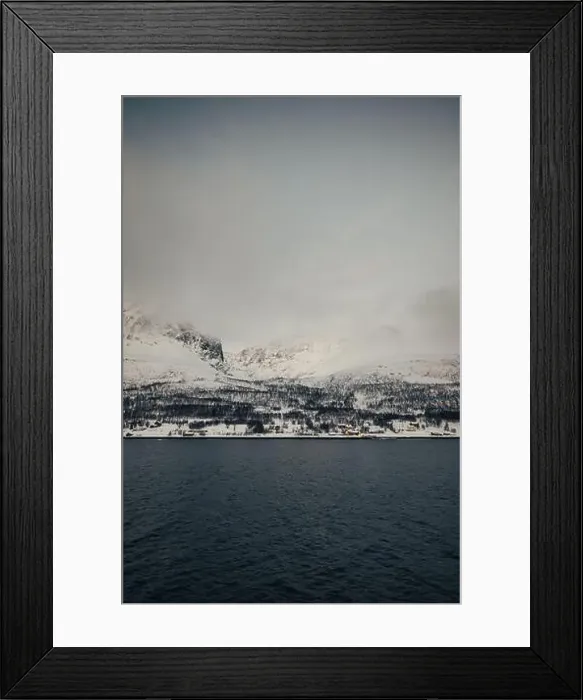 Framed Print : Clouds over valley between mountains in the Lyngen Alps in northern Norway Framed Print : Clouds over valley between mountains in the Lyngen Alps in northern Norway