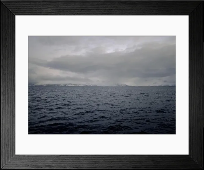 Framed Print : Mountains by the arctic ocean in the distance in northern Norway in winter Framed Print : Mountains by the arctic ocean in the distance in northern Norway in winter