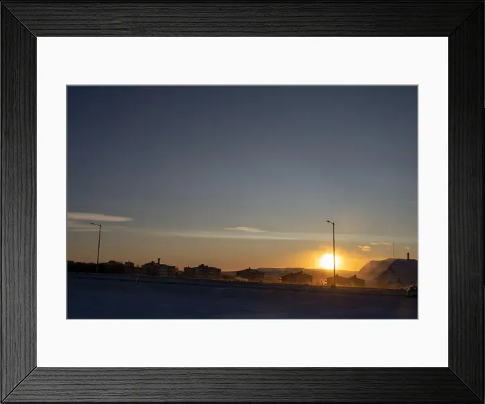 Framed Print : Panoramic mountain view in Kiruna, Swedish Lapland. Tundra landscape with dramatic January sky Framed Print : Panoramic mountain view in Kiruna, Swedish Lapland. Tundra landscape with dramatic January sky