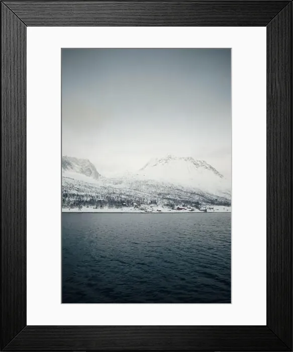 Framed Print : Landscape shot of the snowy arctic Lyngen Alps in northern Norway in winter Framed Print : Landscape shot of the snowy arctic Lyngen Alps in northern Norway in winter