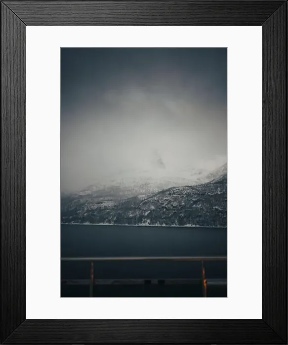 Framed Print : Thick fog over snowy mountains in the Lyngen Alps in arctic Norway Framed Print : Thick fog over snowy mountains in the Lyngen Alps in arctic Norway