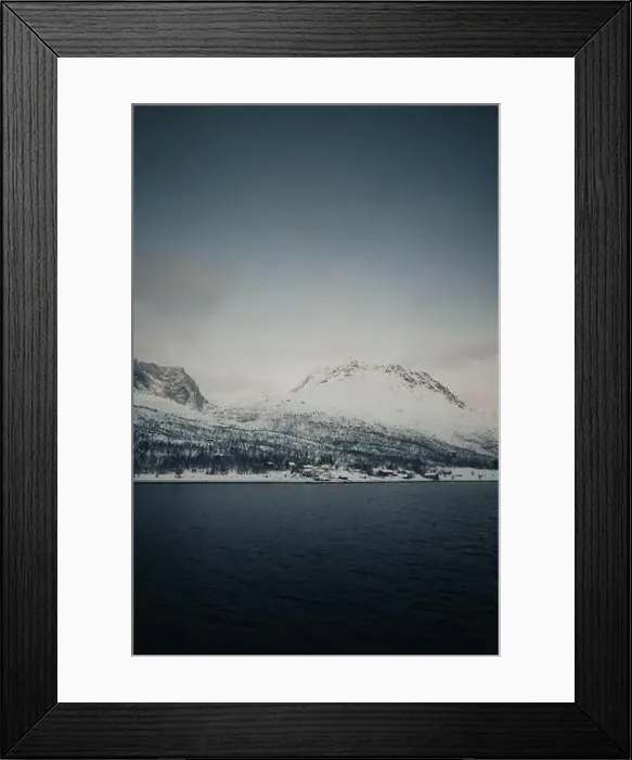 Framed Print : Landscape shot of the snowy arctic Lyngen Alps in northern Norway