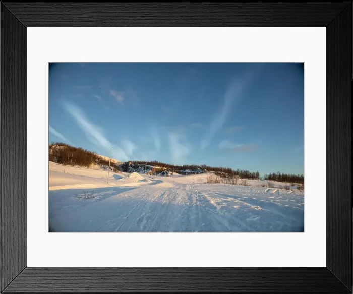 Framed Print : Panoramic mountain view in Kiruna, Swedish Lapland. Tundra landscape with dramatic January sky Framed Print : Panoramic mountain view in Kiruna, Swedish Lapland. Tundra landscape with dramatic January sky