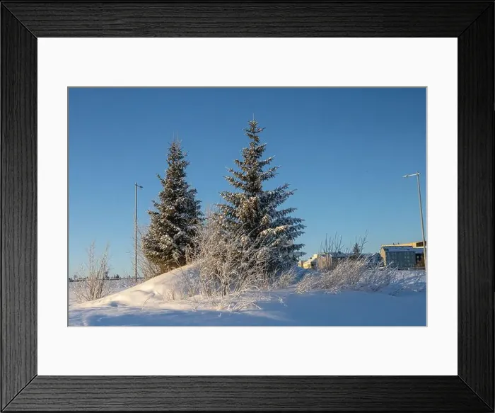 Framed Print : Winter landscape in Kiruna, Lapland, northern Sweden. Photographed in January