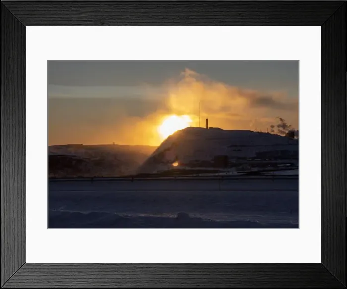 Framed Print : Panoramic mountain view in Kiruna, Swedish Lapland. Tundra landscape with dramatic January sky Framed Print : Panoramic mountain view in Kiruna, Swedish Lapland. Tundra landscape with dramatic January sky