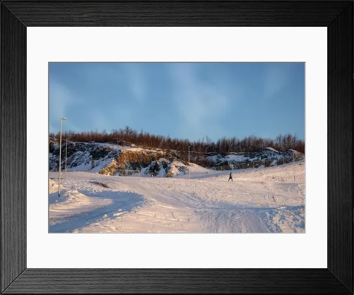 Framed Print : Panoramic mountain view in Kiruna, Swedish Lapland. Tundra landscape with dramatic January sky Framed Print : Panoramic mountain view in Kiruna, Swedish Lapland. Tundra landscape with dramatic January sky