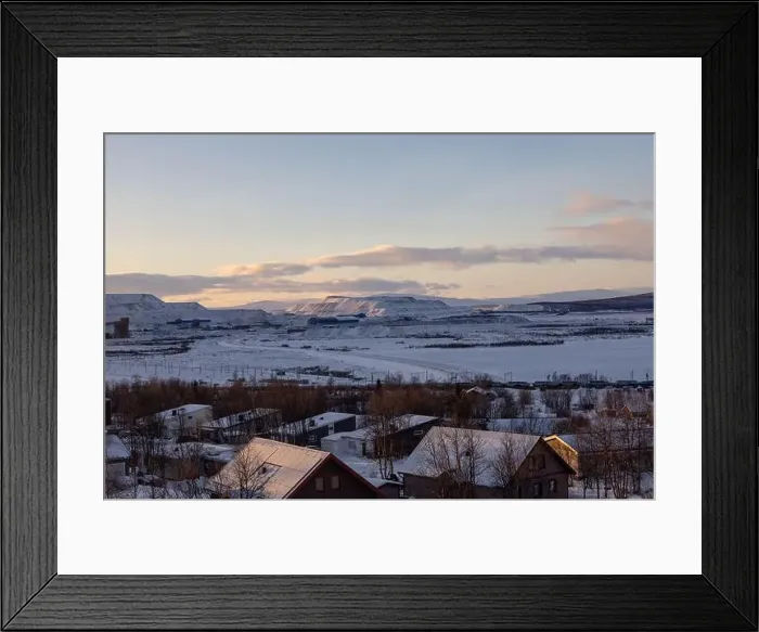 Framed Print : Panoramic mountain view in Kiruna, Swedish Lapland. Tundra landscape with dramatic January sky Framed Print : Panoramic mountain view in Kiruna, Swedish Lapland. Tundra landscape with dramatic January sky