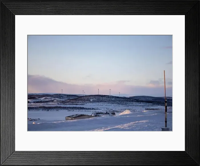 Framed Print : Panoramic mountain view in Kiruna, Swedish Lapland. Tundra landscape with dramatic January sky Framed Print : Panoramic mountain view in Kiruna, Swedish Lapland. Tundra landscape with dramatic January sky