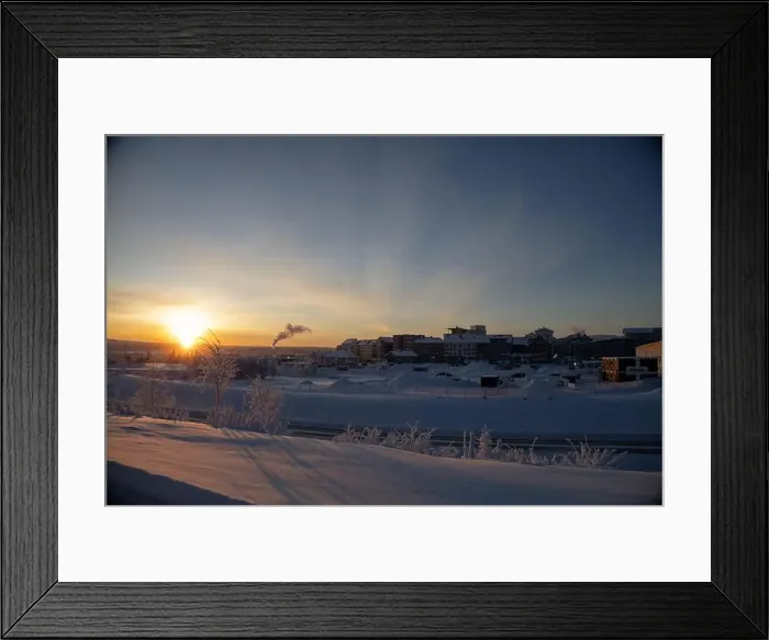 Framed Print : Panoramic mountain view in Kiruna, Swedish Lapland. Tundra landscape with dramatic January sky Framed Print : Panoramic mountain view in Kiruna, Swedish Lapland. Tundra landscape with dramatic January sky