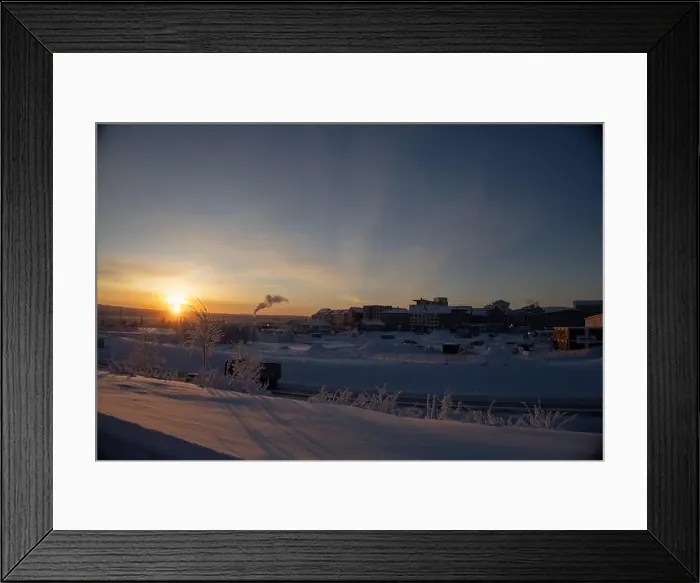 Framed Print : Panoramic mountain view in Kiruna, Swedish Lapland. Tundra landscape with dramatic January sky Framed Print : Panoramic mountain view in Kiruna, Swedish Lapland. Tundra landscape with dramatic January sky