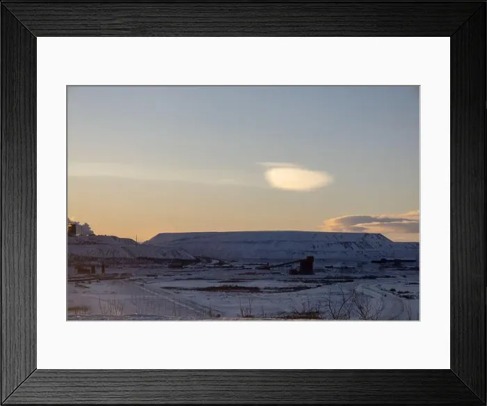 Framed Print : Panoramic mountain view in Kiruna, Swedish Lapland. Tundra landscape with dramatic January sky Framed Print : Panoramic mountain view in Kiruna, Swedish Lapland. Tundra landscape with dramatic January sky