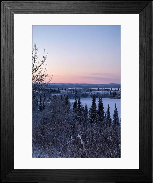Framed Print : Edge of icy lake under colorful pink sky on a winter evening near Delta Junction, Alaska Framed Print : Edge of icy lake under colorful pink sky on a winter evening near Delta Junction, Alaska