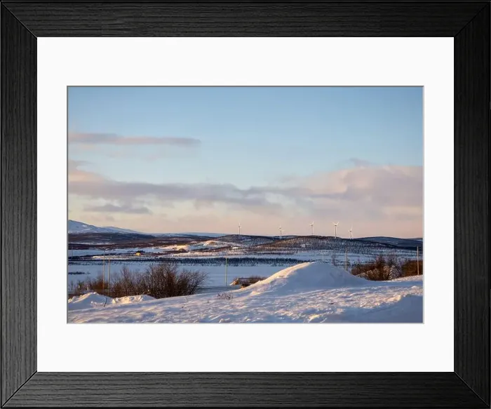 Framed Print : Panoramic mountain view in Kiruna, Swedish Lapland. Tundra landscape with dramatic January sky Framed Print : Panoramic mountain view in Kiruna, Swedish Lapland. Tundra landscape with dramatic January sky
