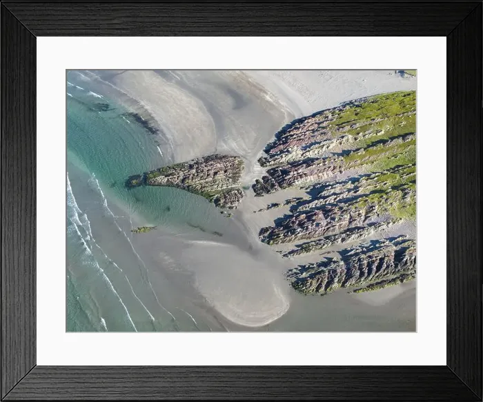 Framed Print : Colourful rocks on the coast, aerial view, Varanger, Barents Sea, Finnmark, Norway, Europe
