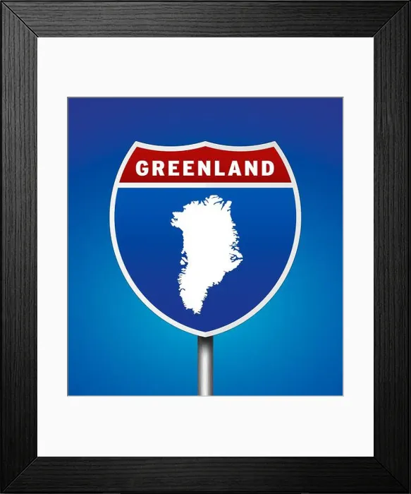 Framed Print : Map of Greenland on road sign Framed Print : Map of Greenland on road sign