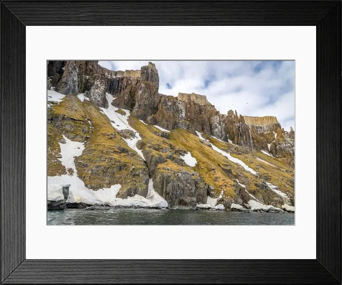 Framed Print : rocks waterfall small icebergs at the Alkefjellet between Spitsbergen and Nordaustlandet on Svalbard, Norway Framed Print : rocks waterfall small icebergs at the Alkefjellet between Spitsbergen and Nordaustlandet on Svalbard, Norway