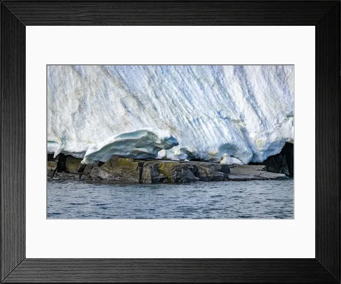 Framed Print : rocks waterfall small iceberg and glacier at the Alkefjellet between Spitsbergen and Nordaustlandet on Svalbard, Norway Framed Print : rocks waterfall small iceberg and glacier at the Alkefjellet between Spitsbergen and Nordaustlandet on Svalbard, Norway
