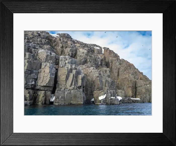 Framed Print : rocks waterfall small icebergs at the Alkefjellet between Spitsbergen and Nordaustlandet on Svalbard, Norway Framed Print : rocks waterfall small icebergs at the Alkefjellet between Spitsbergen and Nordaustlandet on Svalbard, Norway