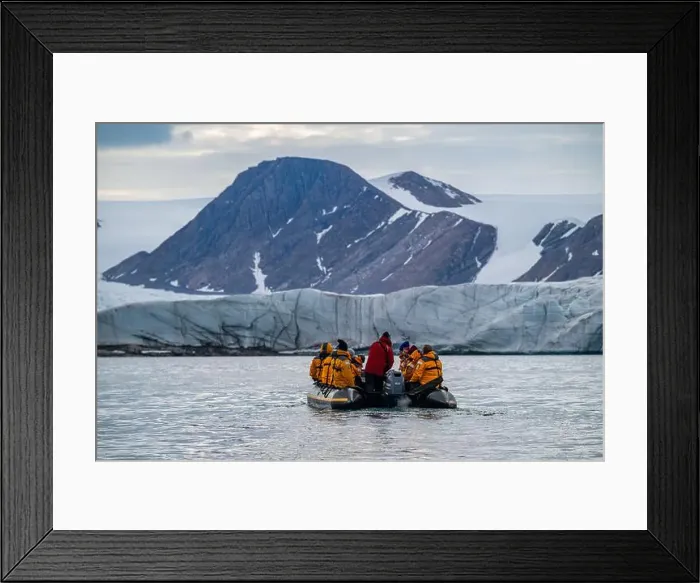 Framed Print : Tourists in zodiac, Belcher glacier, Devon island, Nunavut, Canadian Arctic, Canada, North America Framed Print : Tourists in zodiac, Belcher glacier, Devon island, Nunavut, Canadian Arctic, Canada, North America
