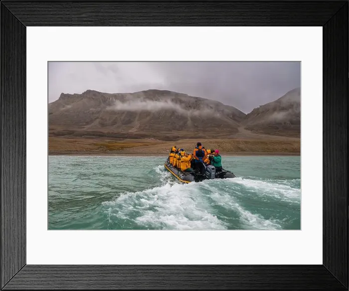 Framed Print : Zodiac in the Arctic desert in Dunes harbour, Devon island, Nunavut, Canadian Arctic, Canada, North America Framed Print : Zodiac in the Arctic desert in Dunes harbour, Devon island, Nunavut, Canadian Arctic, Canada, North America